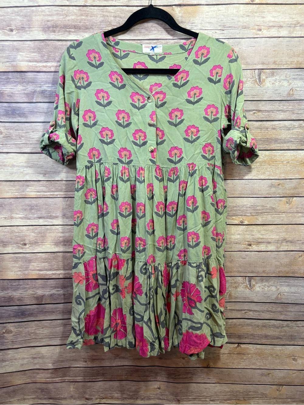 Bombay Paisley Boho Pink Green Floral Dress
